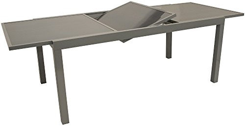 Ausziehtisch 180 bis 240x90x74 cm Aluminiumgestell und Sicherheitsglas