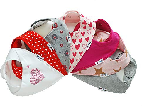 Lovjoy 100 % bomull bandana dropplappar, lätt & absorberande för varma månader, passar upp till 3 år – 7-pack (set 3)