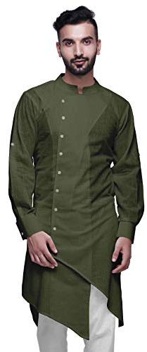 Atasi langärmliges Kurta für männer solide geschnittenes Designer Baumwolle slub langes Kurta Shirt-XX-Large