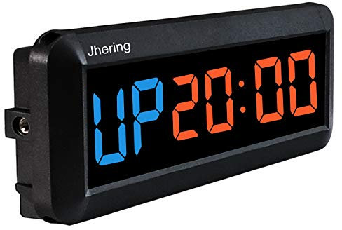 Jhering LED Temporizador de Intervalo, Cronómetro, Reloj de Cuenta Atrás/Arriba, Temporizador de Gimnasio con Remoto, Temporizador de Entrenamiento para Gimnasio en Casa Garaje Fitness(Azul/Rojo)