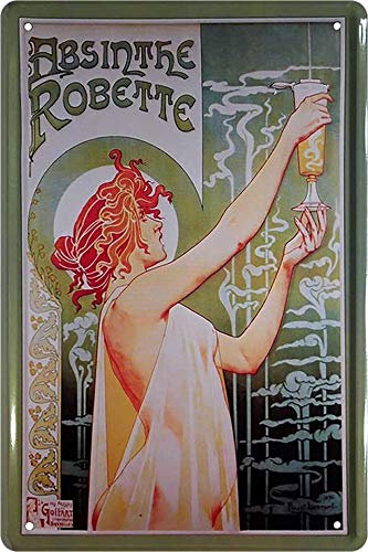 Plaque en tôle alcool avec inscription « Absinthe Robete » - Décoration vintage pour bar, comptoir, pub, cuisine - Idée cadeau - 20 x 30 cm