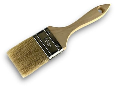 Lot de 6 pinceaux Queue de morue | Soie Blanche | Largeur 60 mm | Epaisseur Triple Tous Types de travaux laques et Vernis | Peinture Huile Acrylique Colle lasure apprêt résine | Kibros 323_60x6