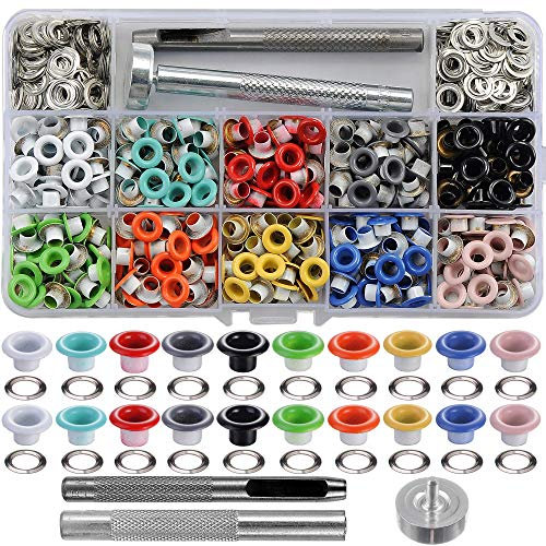 YORANYO 400 Sets 1.9 cm Ösen in verschiedenen Farben, Ösen-Set für Stoff, Leder, Scrapbooking, Kartenherstellung, Lederhandwerk, Papier, Handwerk mit Installationswerkzeug-Set in Aufbewahrungsbox