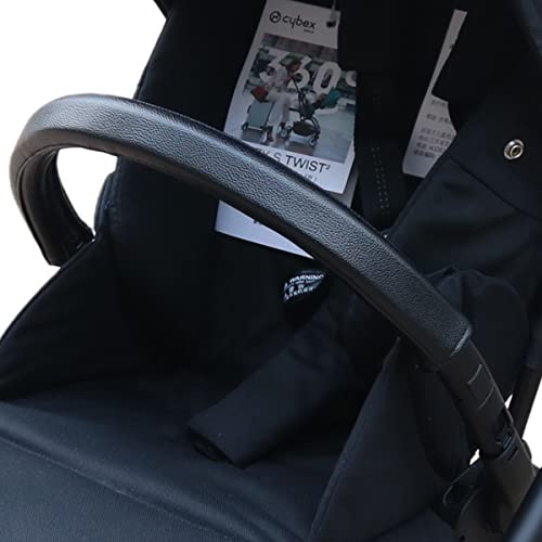 gogolotom Baby Kinderwagen PU Leder Griff Abdeckung Kompatibel mit Cybex Eezy S Twist (+) 2 Kinderwagen Abnehmbare Kinderwagengriffhülle mit Reißverschlussöffnung (für Baby Bumper, Schwarz)