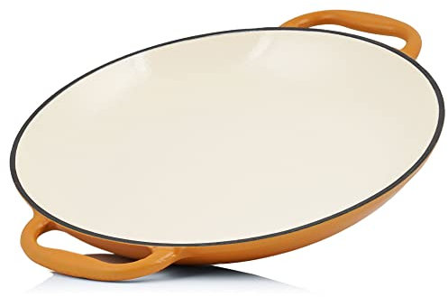 Mahlzeit Padella per Paella Smaltata | Ø 35 cm | Sunny Orange | in Ghisa con Due Manici | per Grill, a Prova di Forno