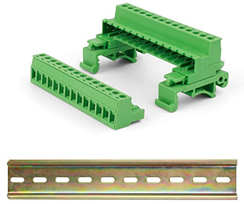 GEBAUM Set Connettore per Morsettiera, 14 Pin Terminale Plug-in, Diametro Filo 2,5mm, Con Guida DIN 20 cm, Adatto per Collegamento Elettrico, Conversione Circuito