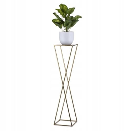 HowHomely Pflanzenständer Metall 100 cm Hoch - Stabiler und Fester Blumenhocker aus Metall - Gold Blumenständer im Loft-Stil für die Innendekoration