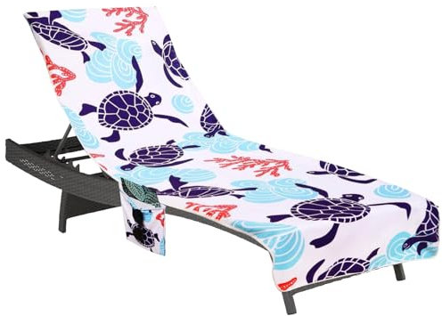 Fundas Tumbona con Bolsillo,Toalla de Playa de Secado rápido para Silla de Playa/Colchoneta Tumbona Jardin,Funda Protectora para Cojines Tumbonas,Microfibra Cubierta para Silla de Piscina