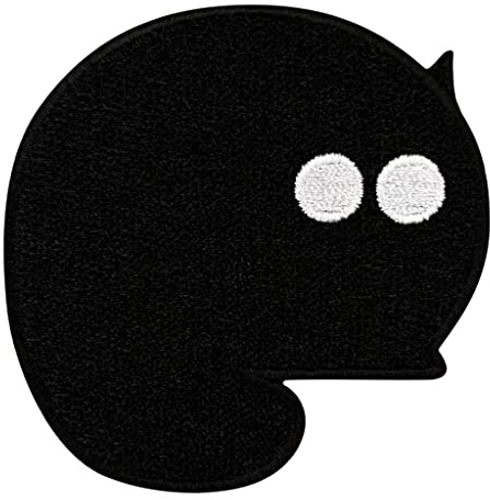 Urbanski Patch Schwarze Katze mit leuchtenden Augen zum Aufbügeln 6,1 x 6,1 cm | Aufnäher Applikation Bügelbild