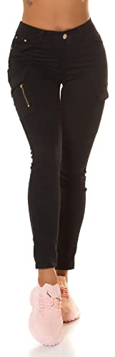 Koucla Uni Cargo High Waist Skinny Jeans med dekorativ dragkedja, svart, 36