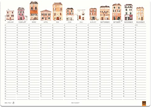 MEYCARD B4Q ITALY Wandkalender, 2 Stück, Watercolor, etwas kleiner DIN A3 | dickes Designpapier