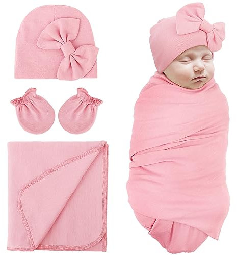 DRESHOW Coperte di Ricezione Neonato Cotone Caldo Sacco a pelo con Guanti e Cappelli Arco Ospedale Baby Swaddling