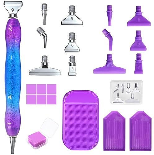 24 Stück Diamant-Kunst-Malerei-Kits, Werkzeuge, AIFUDA Schraubgewindespitzen, Diamant-Malstift, 5D-Diamant-Kunst-Kits, Erwachsenen-Zubehör, Werkzeuge für DIY Handwerk
