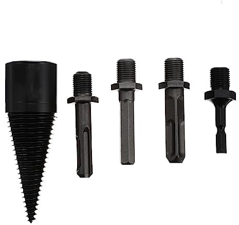 OSALADI 5pcs Firewood Drill Bit Wood Splitting Drill Grooved Skid Design for Wood Splitter