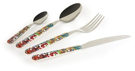 Excelsa Lisbona Set 16 Posate, Acciaio INOX, Manico in Plastica