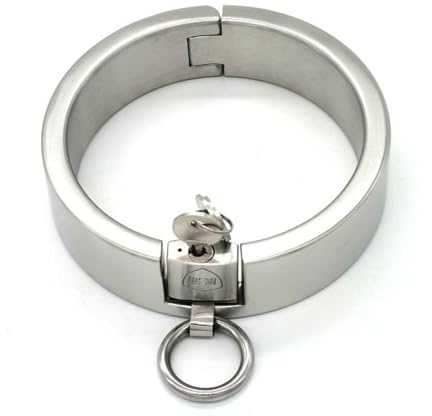 ZTHBYSB Neuestes Design SM Halsband Bondage Fessel Hals Kragen mit Vorhängeschloss Edelstahl Sex Halsbänder Cosplay Choker Fetisch Sklave Paare Sex Spielzeug für Männer Frauen,Silber,13.7cm