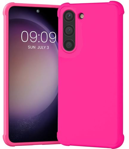 KIOMY Neon Hot Pink Case with Soft Finish for Samsung Galaxy S23 5G, Shockproof Bumper Protective Silicone Stylish Cell Phone Back Cover with Bright Vibrant Color