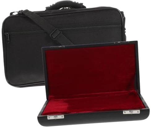 OFFSCH Robuste Schwarze Oboenkoffer aus Pu Leder mit Internem Steckfach und Glatter Oberfläche Tragbare Tasche für Konzerte und Aufbewahrung von Oboen
