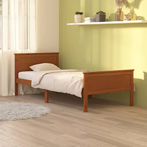 Sufrk Massivholzbett Honigbraun Kiefernholz 100x200 cm Bettgestell Holzbett Bed Frame Massivholzbett Bett Holz Bettrahmen