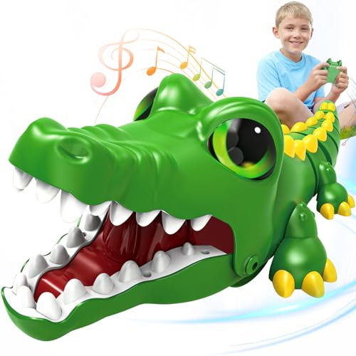 Pmgud Ferngesteuertes Spielzeug mit 2,4 GHz Controller Krokodil RC wiederaufladbares mit Programmiermodus und Infrarot Jagdmodus Geeignet für Kinder über 3 Jahre