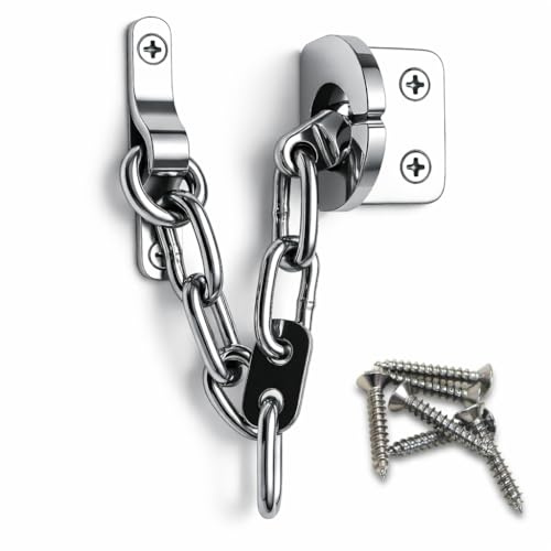 Genius® Door Chain Polished Chrome, Narrow Design Door Limiter, External and Internal Door Restrictor for Wooden and UPVC Doors, Additional Front Door Security (Polished Chrome)