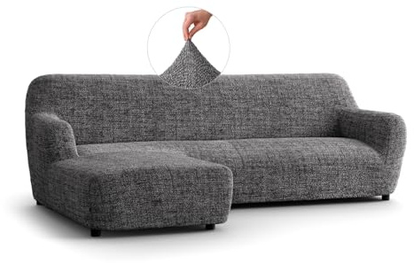 PAULATO - Bezug für Sofas mit linker Halbinsel (gesehen von vorne), Sofabezug für Ecksofa in L-Form aus Mikrofaser, kratzfestes und maschinenwaschbares Gewebe, Made in Italy, Vittoria Grau