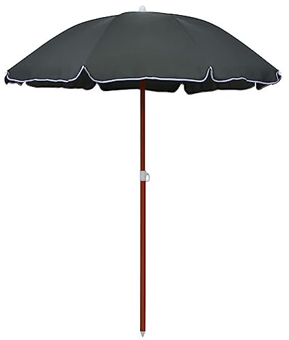JHQHSM Ombrellone da Giardino con Palo in Acciaio, Ombrelloni da esterno Ombrellone da giardino Ombrellone Decentrato Ombrellone da spiaggia Per Piscina Giardino Spiaggia di sabbia 180cm Antracite