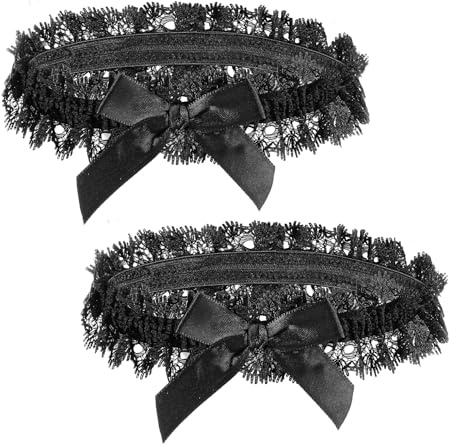 Psyqtsuary 2 ligas ajustables para la pierna, de encaje ajustable, de encaje, para muslos, para mujer, color negro, Negro , talla única