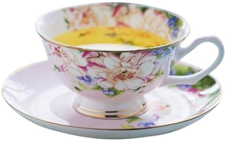Ensemble de tasses à thé en porcelaine fine de 220 ml, soucoupe, tasse à café Cafeteira en porcelaine (rouge)