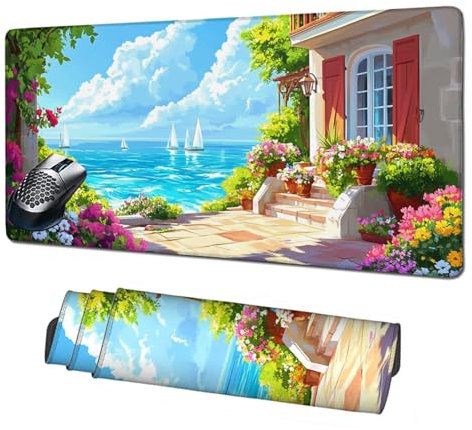 Alfombrilla Gaming,Alfombrilla Ratón Playa Mouse Pad,Casas Alfombrilla Escritorio Grande 1600x800x3mm,Protector Escritorio Alfombrilla Antideslizante,Mejora Precisión y Velocidad,Accesorios PC X1-1970