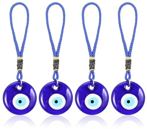 4 colgantes de mal de ojo para coche, adorno de cristal turco para decoración de mal de ojo, buena suerte y protección para coche, hogar y oficina, regalo