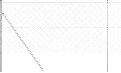 vidaXL Clôture en treillis avec poteaux Argent 1.4 x 10 m Acier, Panneaux de clôture en acier, durables pour jardin et terrasse, barrière privée, séparateur de jardin, extérieur