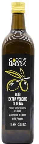 Goccia Umbra olio extravergine Ue, estrazione a freddo, aroma intenso, ideale per il consumo a crudo, perfetto per carne, verdure alla griglia e insalate 1L (1L)