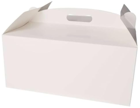 Jacobi Decor Tortenkarton Weiß 23x23x10 cm – aus stabiler Pappe mit Tragegriff, faltbar – Kuchenkarton für einstöckige Torten, Gebäck & Kuchenverpackung