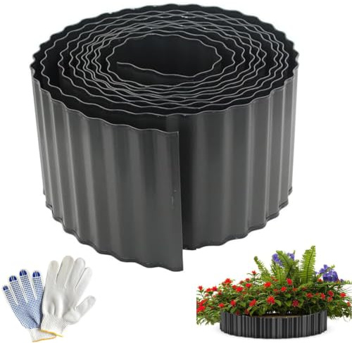 Rasenkante Verzinkt 12m - Beeteinfassung aus Metall 15 cm hoch Black | Rostfrei und Langlebig - Flexible Beetumrandung für Beeteinfassung Mähkante Palisade Gartenbeet