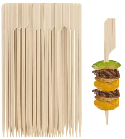 100 Pics 12 cm Brochette en Bois, pic a Brochette, Piques Brochettes, Bambou pour Apéritif, Cocktails, Amuse-Bouches, Fruits, Sandwichs, Collations, Barbecue