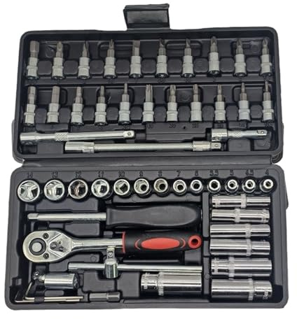 ZGJIAJU Ensemble De 53 Pièces De Douilles De 1/4 Pouce, Clé À Cliquet, Embouts De Tournevis, Clé À Cliquet, Ensemble De Clés Combinées, Kit D'outils De Réparation De Voiture