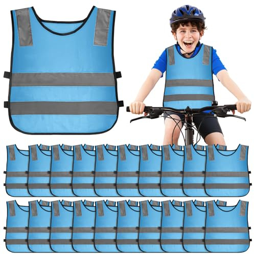 20 Pcs High Visibility Safety Vest Reflective Safety Vest Neon Traffic Clothes with Elastic Strap for Cycling Running Skiing Outdoor Activities