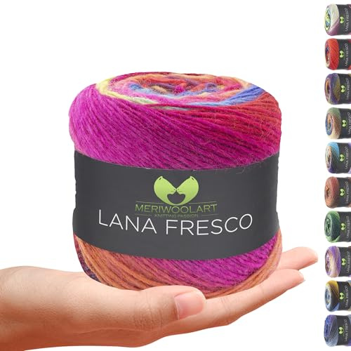 MeriWoolArt® Extrafeine Merinowolle garn zum Stricken oder Häkeln (100g, 380m) - Vielseitig für Hüte, Snoods, Blusen, Tuniken und warme Kleidung für Kinder und Erwachsene