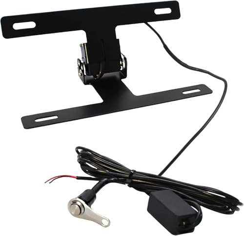 Adjustable Motorcycle License Plate Holder, Motorcycle Fender Mount Bracket Eliminator Kit, Durable Metal Motorcycle Fold License Plate Flipper