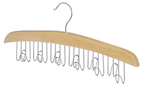 Whitmor Wood Belt Hanger, Natural/Chrome