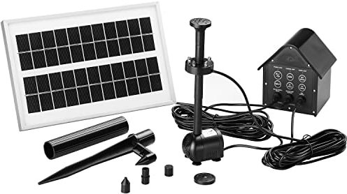 MONZANA® Pompa Solare LED Multicolore 4 Accessori Timer Batteria Telecomando Pannello Solare Pompa per Laghetti Fontana