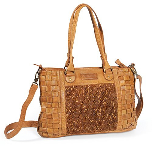 Greenland Handtasche aus hochwertigem Leder in grober Flechtoptik und Stricktechnik B/H/T 42/25/11 cm