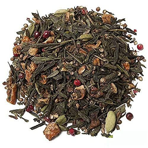 Aromas de Té - Té Verde Arcoiris - Elaborado con Ingredientes Naturales - Con Cardamomo, Canela, Trozos de Manzana, Rodajas de Naranja, Cilantro, Clavo y Pimienta Rosa -100 gr