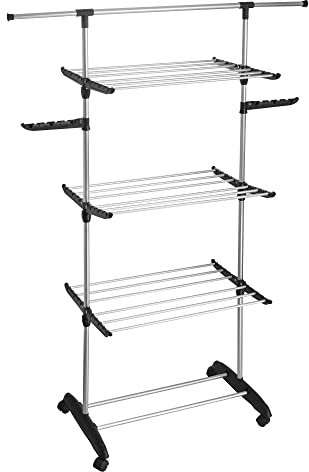 Séchoir à linge étendoir multifonction 18M ULTIMA 3 niveaux Noir et inox