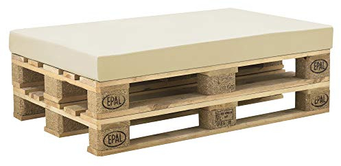 [neu.haus] Neuhaus Schaumstoff mit Bezug im Set Palettenkissenbezug 120x80x10cm Beige ÖKO-TEX Standard In- & Outdoor Palettenkissen Sitzkissen Palettenpolster Waschbar Wasserabweisend