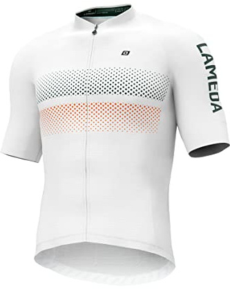 LAMEDA Radtrikot Fahrradtrikot Herren Kurzarm Funktionsshirt T Shirt Atmungsaktiv Schnell Trocknen Fahrradbekleidung Damen Kurz für Radsport Fitness Weiß L