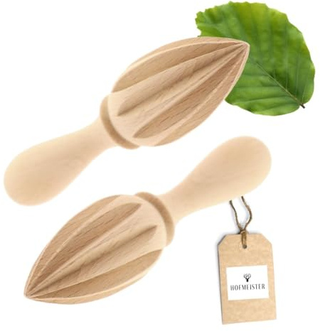HOFMEISTER® Lot de 2 presse-agrumes en bois de 15 cm - Presse-agrumes facile - Presse-agrumes - Solide - En bois de hêtre