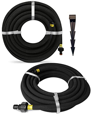 Aqua Drop Soaker Garden Hose – 30m Flexible Hose Pipe – Premium Recycled Rubber Irrigation Pipe with 20 Soaker Hose Pegs – Efficient Plant Watering – Ideal for Home Garden. Set by MYPURECORE