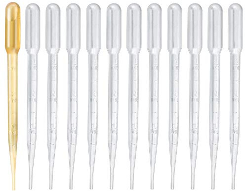 200-Piece 3 mL Plastic Pipettes, Transparent Graduated Transfer | Pipettes for Laboratory, Classroom, and Experiments with clear transparent graduated design.